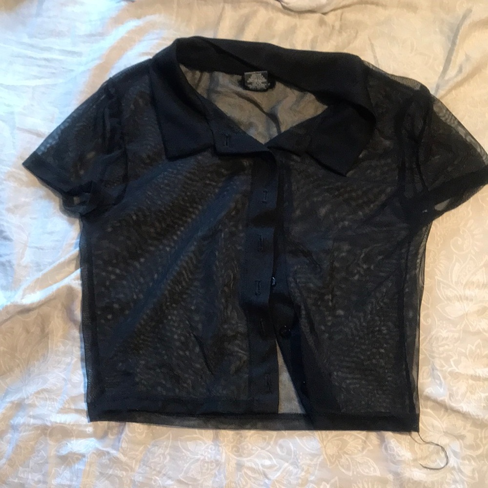 Rue 21 XL mesh button up crop top